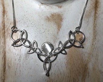 Celtic Trinity Knot Moonstone Necklace In Sterling Silver, Victorian Celtic Jewelry, Gifts For Her, Classical Jewelry Styles