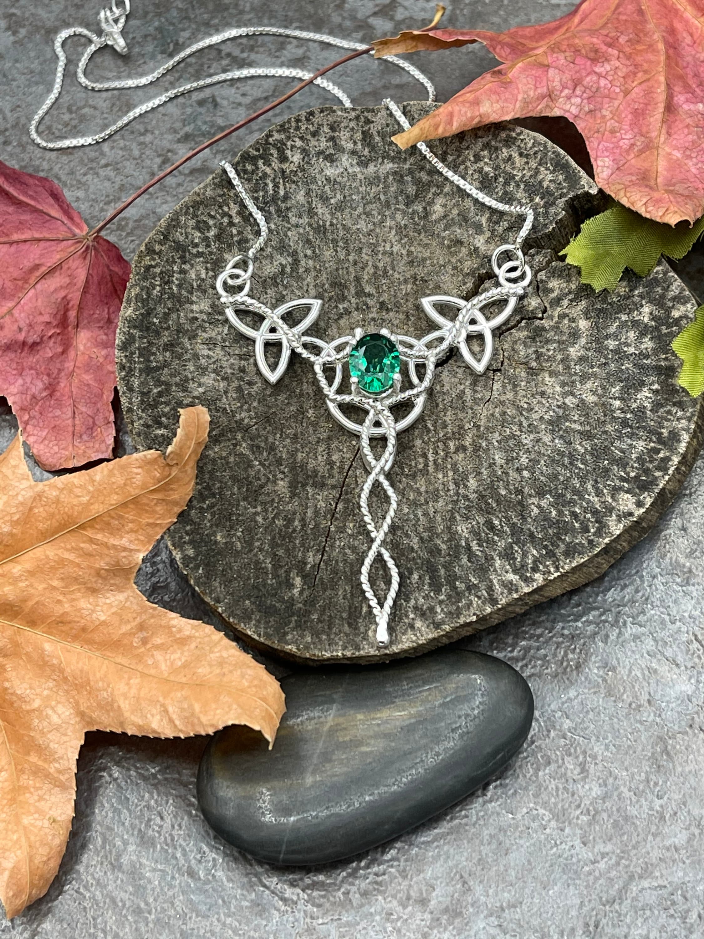 Fado Jewelry Celtic Knot Pendant with emerald Pendants Necklaces at Irish  on Grand