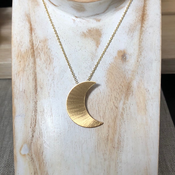 Stevie Nicks Crescent Moon inspired Necklace with GOLD-FILLED Curb Chain,  24K Gold Plate Overlay on Sterling Silver Moon Pendant