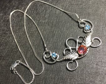 Elvish Bohemian Topaz Necklace Sterling Silver, Gifts For Her, Handmade Artisan Statement Necklace in Sterling Silver