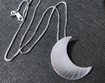 Stevie Nicks inspired Sterling Silver Crescent Moon Necklace with 18 Inch Box Chain 925, Waning Crescent Moon, Waxing Crescent Moon Pendant
