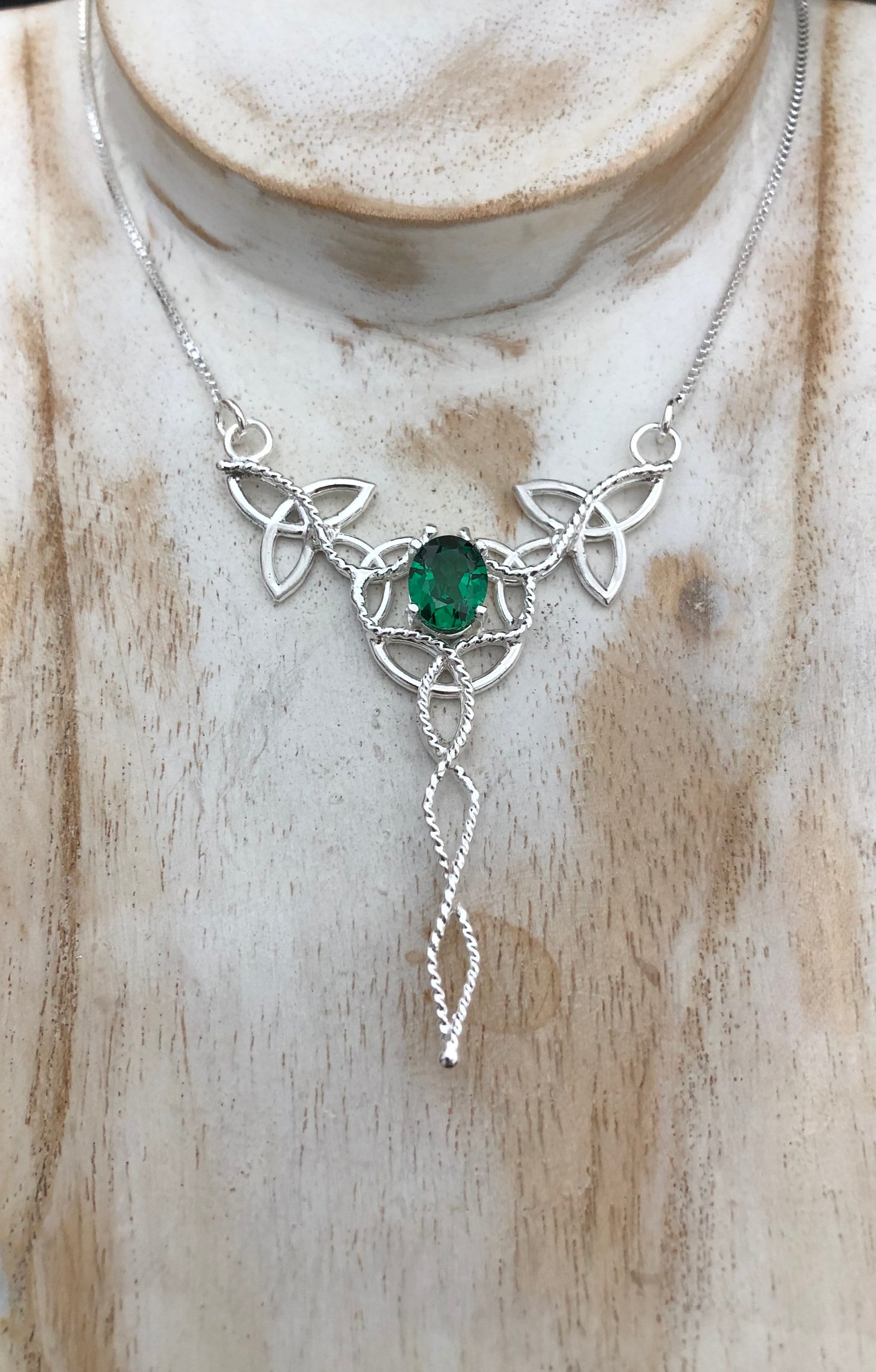 Celtic Knot Gemstone Necklace in Sterling Silver, Statement Necklaces