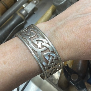 Sterling Silver Celtic Knot Bracelet Cuff: Handmade Irish Jewelry