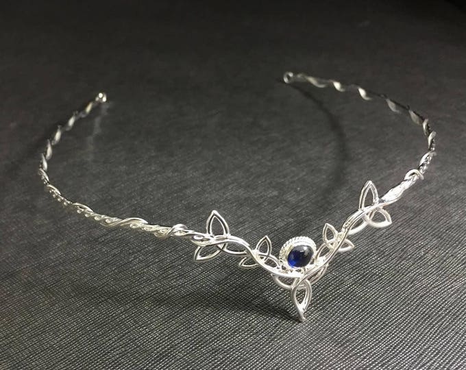 Amethyst Sapphire Moonstone Celtic Circlet in Sterling Silver, Irish Tiaras, Celtic Diadems, Handmade Celtic Knot Cosplay Headpiece