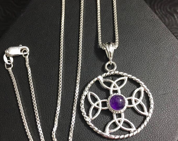 Celtic Knot Eternity Moonstone Necklace in Sterling Silver, Irish Dara Knot Necklaces, Gifts For Her, Symbolic Jewelry, Gifts For Her