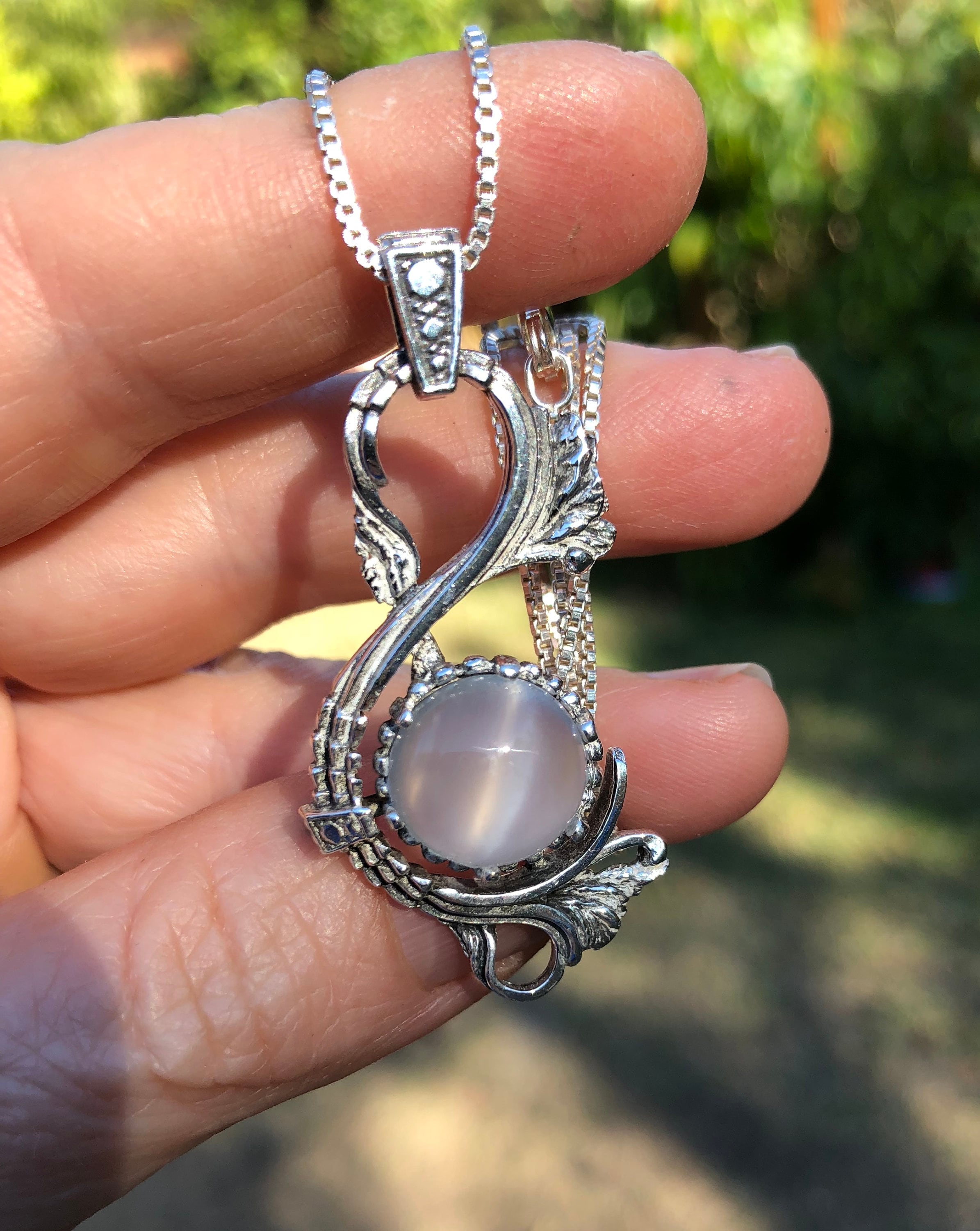 Victorian Moonstone Necklace, Gifts For Her, Treble Clef Musical