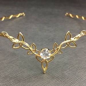 Celtic Knot Wedding Tiara with 24K GoldPlating, Sterling Silver Celtic Wedding Circlet Bridal Headpiece