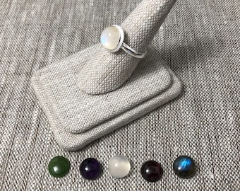 Handmade Sterling Silver Moonstone Ring: Simple Gemstone Ring, Gifts For Her
