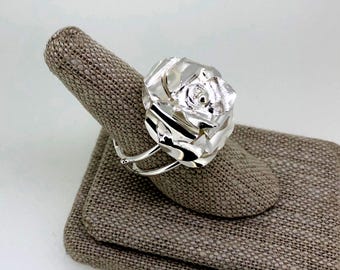 Handmade Sterling Silver Rose Ring: Floral Statement Jewelry, Flower Rings, Roses Jewelry Statement