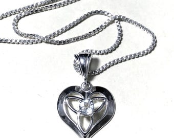 Irish Celtic Heart Amethyst Emerald Sapphire Necklace in Sterling Silver with Chain, Gifts For Her, Irish Jewelry, Celtic Wedding