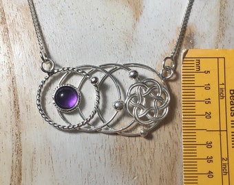 Sterling Silver Celtic Knot Gemstone Necklace: Irish Celestial Jewelry, Bohemian Jewelry, Gifts For Her