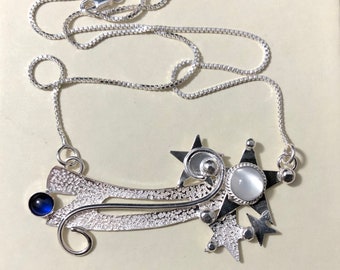 Shooting Star Comet Stevie Nicks Inspired Necklace in Sterling Silver, Gifts For Her, Hipster Boho Necklaces, Comet Jewelry, Star Necklaces