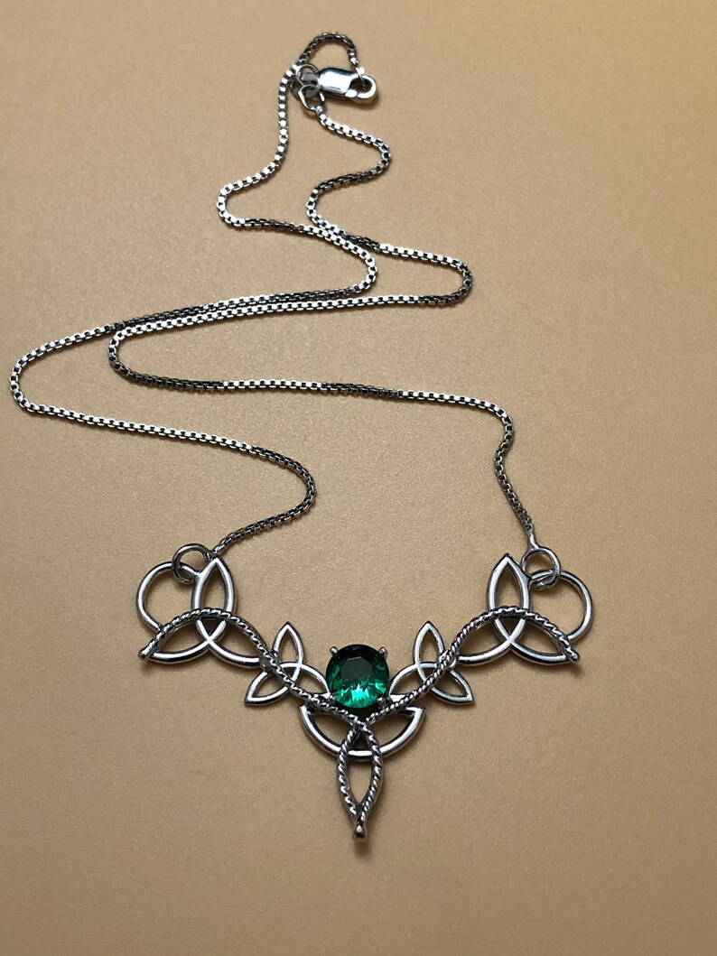 Celtic Knot Emerald Peridot Amethyst Necklace in Sterling Etsy