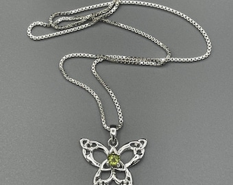 Butterfly Celtic Sterling Silver Necklace, Butterfly Trinity Knot, Irish Necklaces