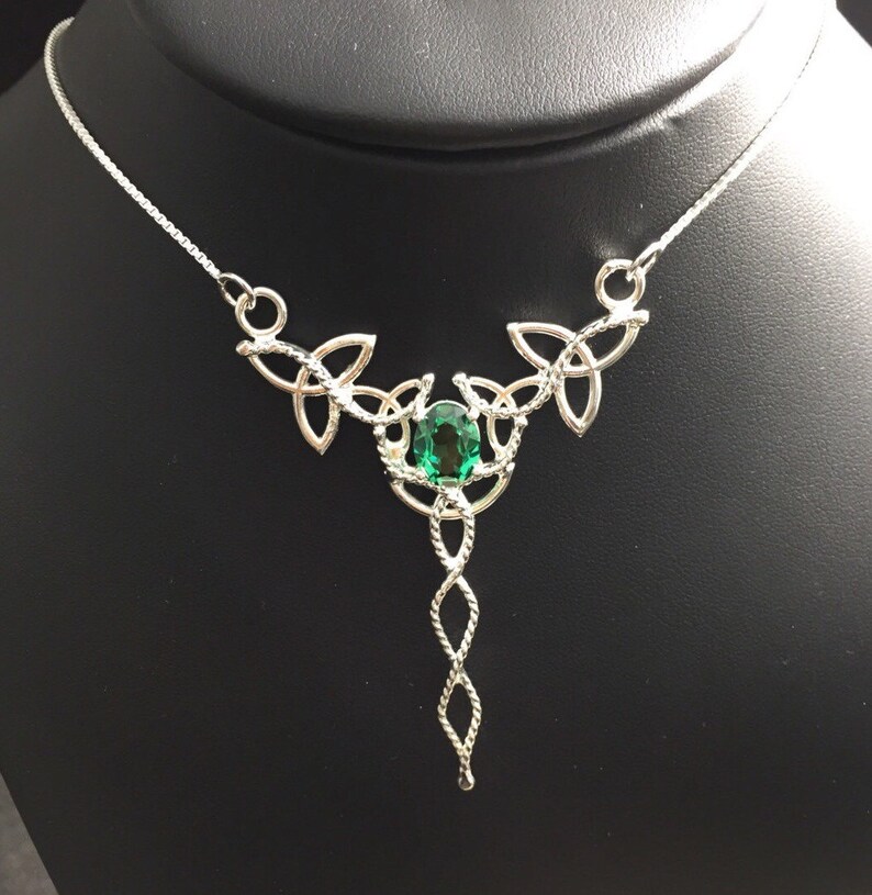 Celtic Knot Gemstone Necklace in Sterling Silver Statement Etsy