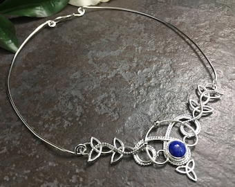 Celtic Trinity Knot Neck Jewelry, Celtic Victorian Neck Ring, Statement Wedding Necklet, Sterling Silver Victorian Chokers, Bohemian Necklet