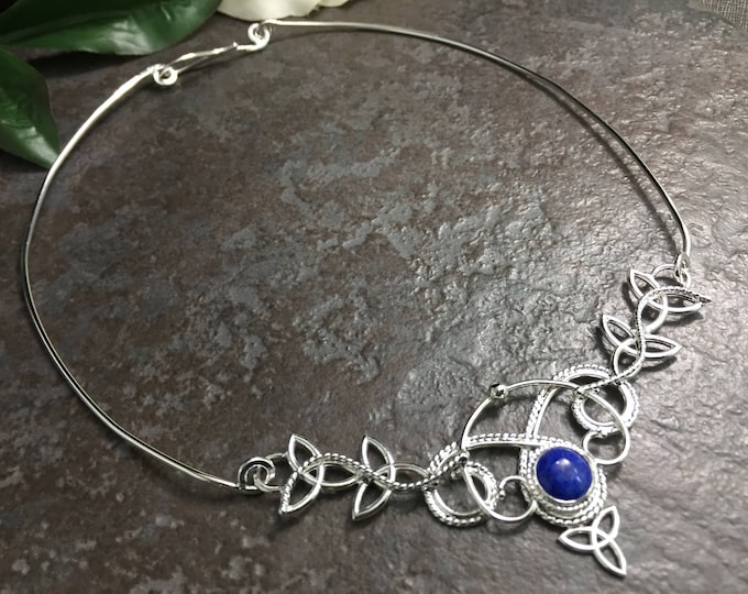 Celtic Trinity Knot Neck Jewelry, Celtic Victorian Neck Ring, Statement Wedding Necklet, Sterling Silver Victorian Chokers, Bohemian Necklet
