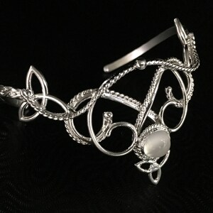 Celtic Knot Gemstone Cuff Bracelet in Sterling Silver, Irish Bracelet, Gifts For Her, Renaissance Gemstone Bracelet, Victorian Style image 7