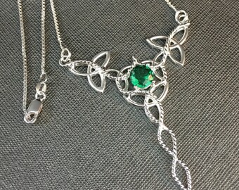 Celtic Knot Gemstone Necklace in Sterling Silver, Statement Necklaces, Irish Jewelry, Gifts For Her, Celtic Weddings
