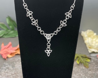 Sterling Silver Celtic Trinity Knot Necklace, Irish Necklaces, Gifts For Her, chandelier Jewelry