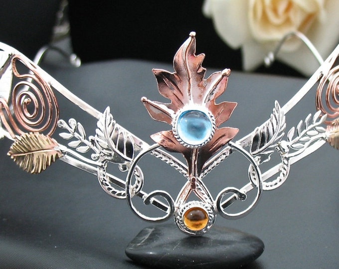 Woodland Crown in Sterling Silver Copper Brass, Handmade Renaissance Wedding Crown, Mixed Metal Diadem, Gifts For Her, Alternative Bride