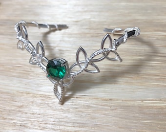 Celtic Knot Emerald Bracelet Cuff, Irish Bracelets, Trinity Designs, Gifts For Her, Moonstone Celtic Jewelry