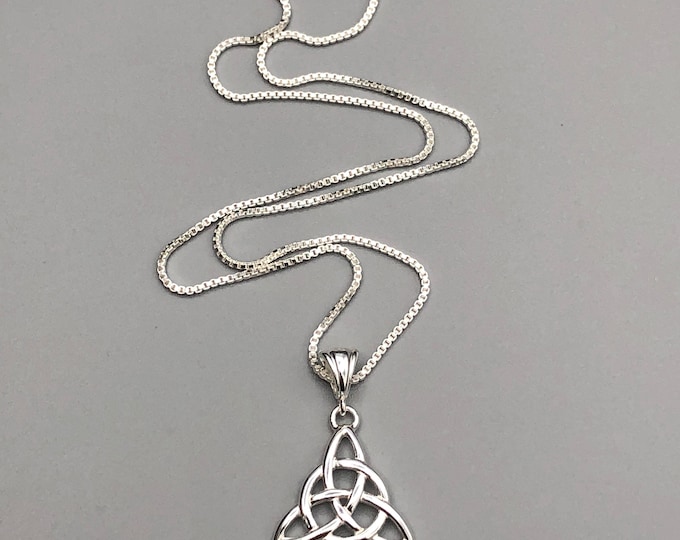 Celtic Knot Necklace in Sterling Silver, Gifts For Her, Charmed Knot Necklace,  Irish Necklaces, Eternity Symbolic Celtic Jewelry