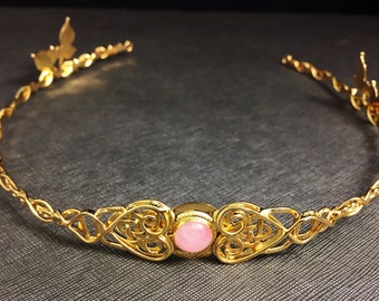 Celtic Knot Woodland Leaf Wedding Tiara, Irish Bridal Crown 24K Gold-plated, Artisan Diadems, Pictish Headpiece