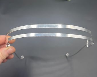 Sterling Silver Headpiece: Wide Double Band  Wedding Circlet, Classic and Elegant