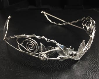 Handmade Sterling Silver Woodland Leaf Wedding Crown: Elvish Bridal Circlet, Magical Wedding, LOTR Fantasy Diadem, Gifts For Her