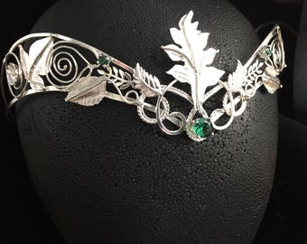Circlets, Woodland Leaves Gemstone Circlet in Sterling Silver, Leaf Headpiece, Wedding Crown, Gifts For Her, Bridal Accessories