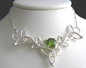Sterling Silver Celtic Emerald Necklace, Irish Jewelry, Gifts For Her, Birthday Presents, Irish Wedding