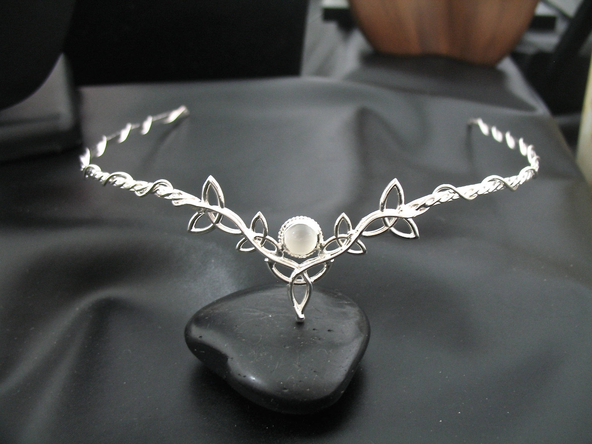Celtic Moonstone Tiara in Sterling Silver, Irish Sapphire Diadems