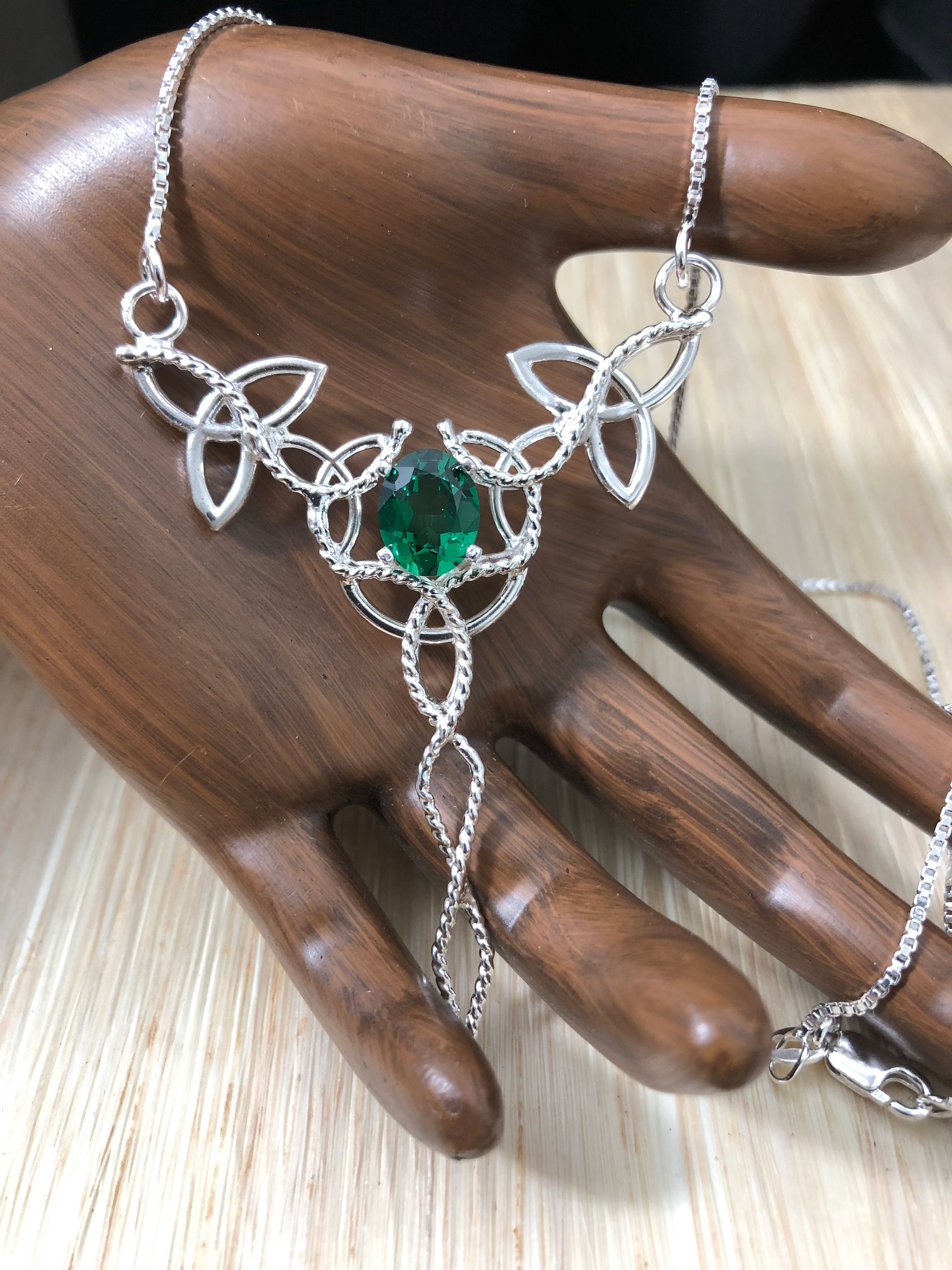 Celtic Knot Gemstone Necklace in Sterling Silver, Statement Necklaces