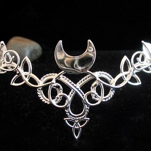 Celtic Leaves Crescent Moon Sterling Silver Wedding Tiara