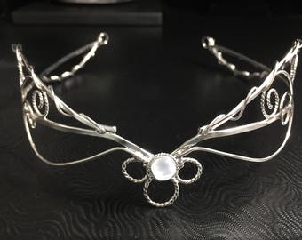 Celtic Tiara, Fairytale Moonstone Circlet in Sterling Silver, Wedding Circlets, Bridal Diadems, Gifts For Her, Alternative Bridal Crown