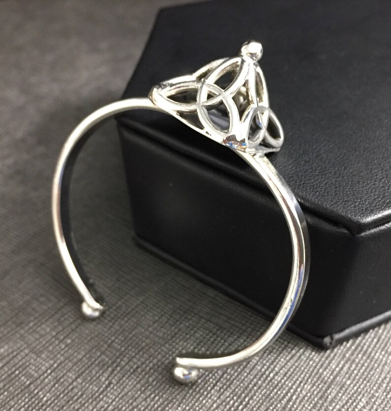 Artisan Cuff Bracelet Celtic Pyramid Trinity Knot Bracelet Cuff in Sterling Silver Scottish Bracelet Cuffs Symbolic Irish Bracelets