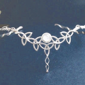 Sterling Silver Irish Moonstone Circlet, Celtic Knot Bridal Tiara, Wedding Diadem, Gifts For Her