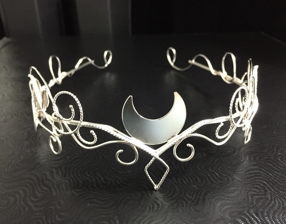 Crescent Moon Elvish Tiara in Sterling Silver, Crescent Moon Tiara