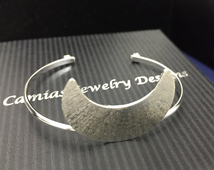 Moon Bracelet Cuff in Sterling Silver, Stevie Nicks Moon Jewelry, Waxing Waning Moon bracelet, Celestial Cuffs, Gifts For Her