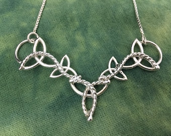 Celtic Knot Necklace in Sterling Silver, Irish Trinity Symbols Necklace, Scottish Jewelry, Gifts for Her