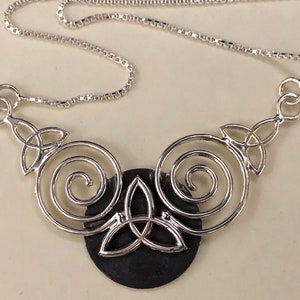 Celtic Knot Spiral Necklace in Sterling Silver with 16 inch Box Chain, Gifts For Her, Anniversary, Irish Bridal image 6