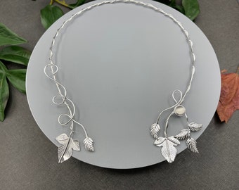 Woodland Leaf Neck Ring, Ivy Necklet in Sterling Silver, Neck Jewelry, Gifts For Her, Rustic Wedding Accessories, Handmade Neck Rings