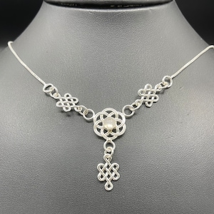 Celtic Knot Emerald Necklace in Sterling Silver, Drop Necklace, Scottish Necklaces, Irish Jewelry, Gifts for Her
