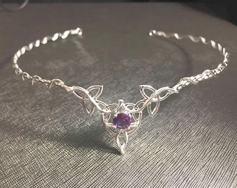 Irish Wedding Circlet in Sterling Silver, Diadem, Celtic Bridal Tiara, Renaissance Headdress