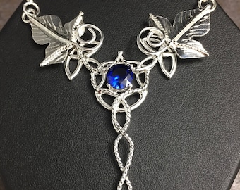 Woodland Leaves Emerald Amethyst Peridot Necklace Sterling Silver, Elvish Victorian Necklace, Irish Necklace Sterling Silver Handmade