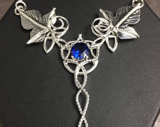 Woodland Leaves Emerald Amethyst Peridot Necklace Sterling Silver, Elvish Victorian Necklace, Irish Necklace Sterling Silver Handmade