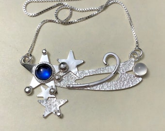 Shooting Celestial Star Necklace in Sterling Silver, Gifts For Her, Hipster Boho Necklaces, Comet Jewelry, Star Necklaces