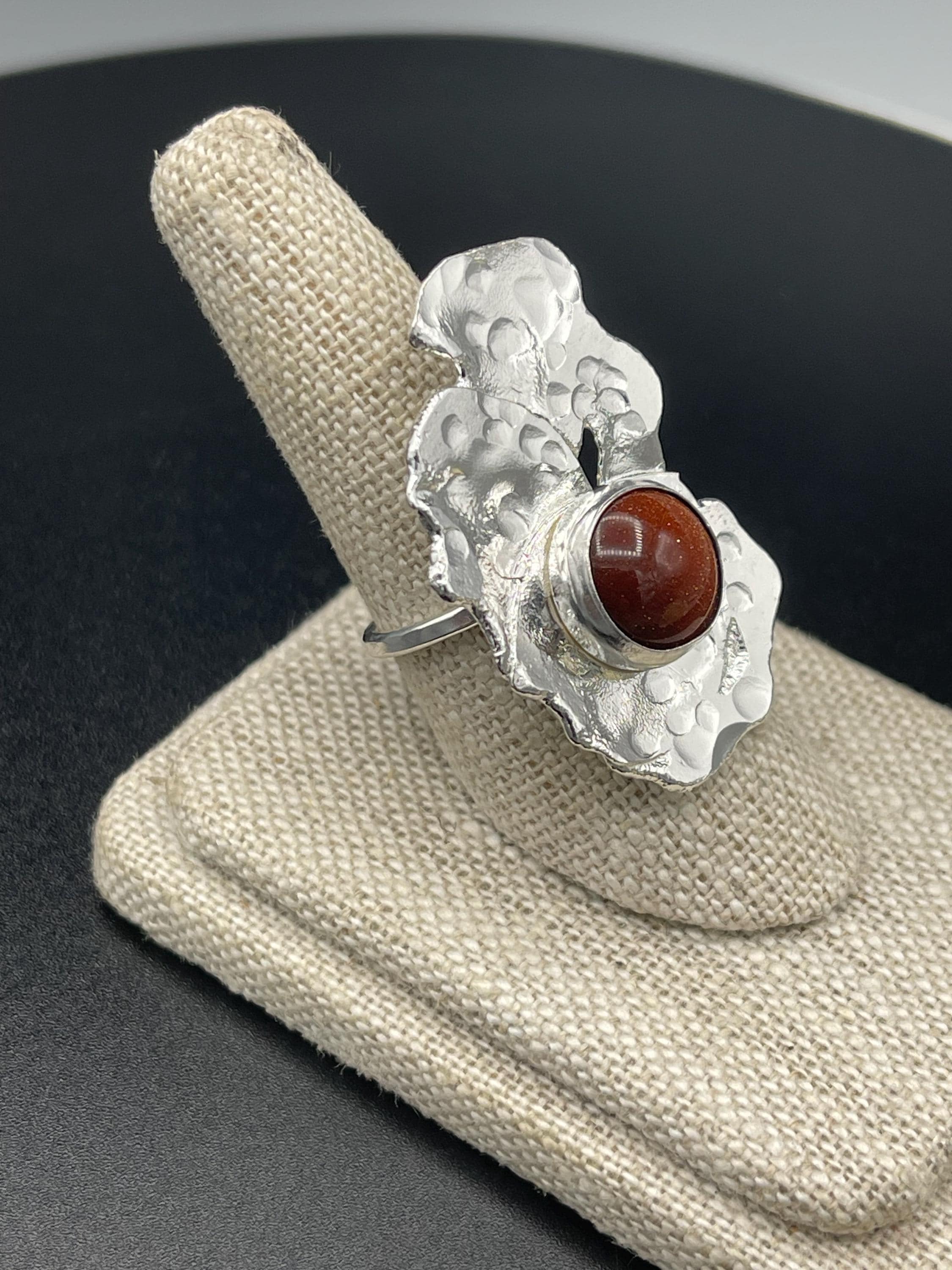 Sterling Silver 925 Copper Druzy Gemstone Bold Statement Ring