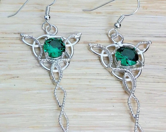 Celtic Knot Dangle Earrings In Sterling Silver, Celtic Drop Earrings, Sapphire Drop Earrings, Gifts For Her, Celtic Jewelry
